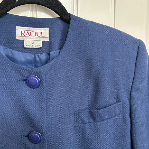 Vtg Raoul Angular Blue Blazer 6 80s Power Dressing Career Office Structured - Picture 5 of 12